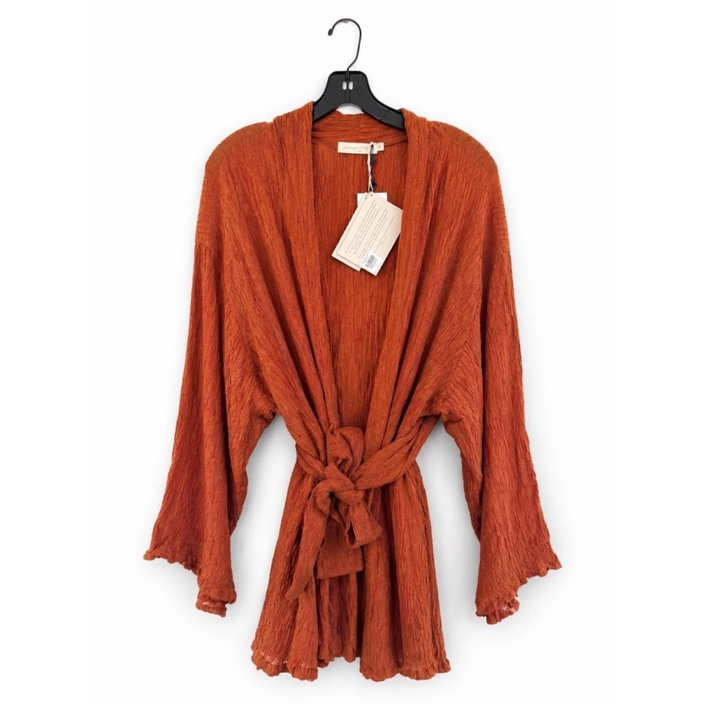 Savannah Morrow Rumba Mini Robe kimono In Papaya Rust Medium - Picture 6 of 9